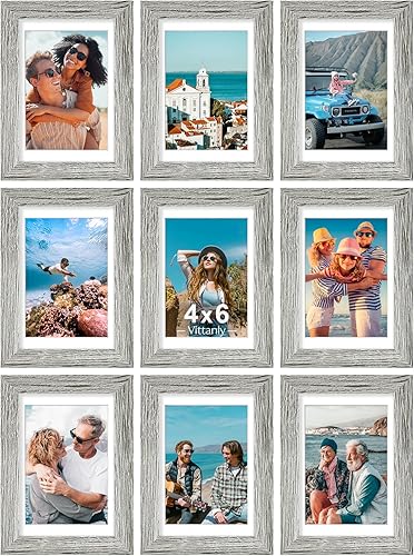 Vista 33 de Vittanly - Juego de 9 portarretratos, plexiglás resistente a rupturas, exhibe fotos de 12 x 12 pulgadas o, con paspartú, de 8 x 8 pulgadas, marcos
