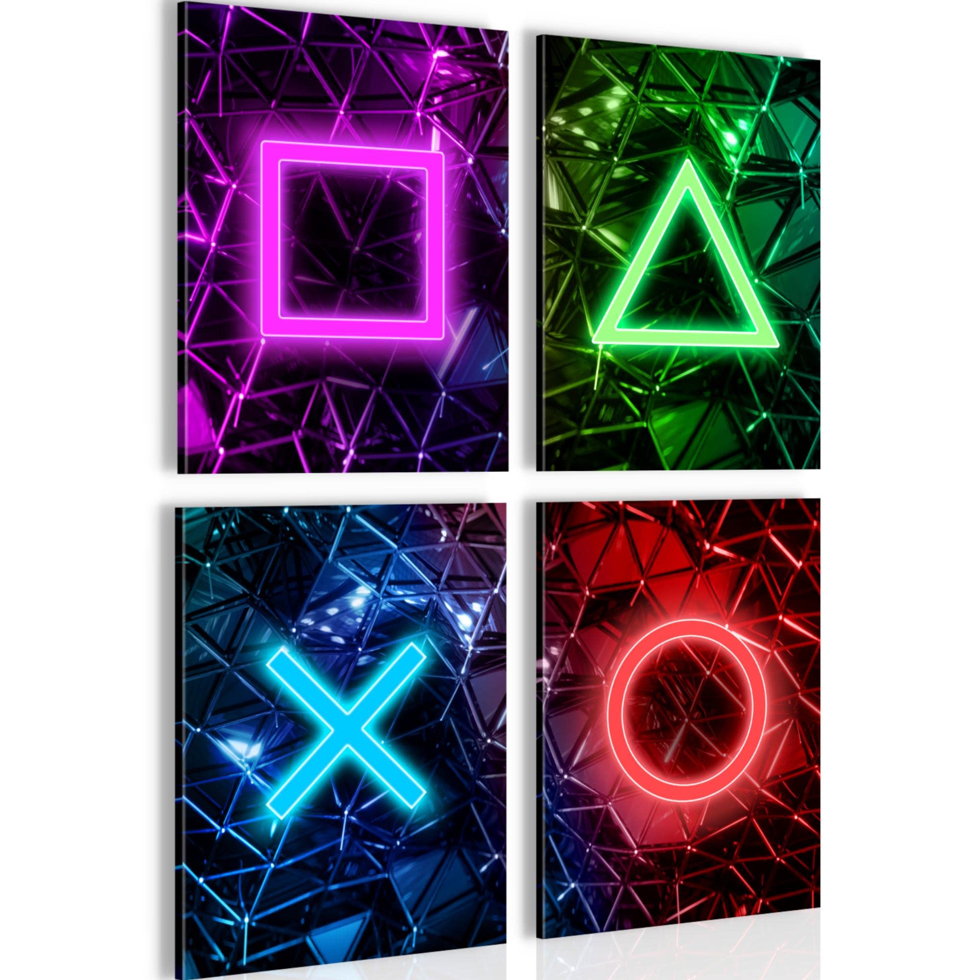 Moderne Schilderijen - VOLLEDIG KLAAR OM OP TE HANGEN - Game Console Gamer - 4 Delen Set - N002647a - 30 x 40 cm - 4 Schilderijen - Level Up
