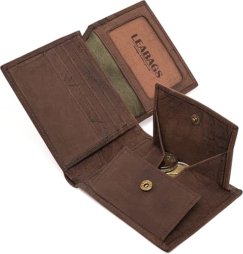 Miniatura 5 de LEABAGS Springfield Cartera de cuero de búfalo genuino I Purse I 4x3,5x0,7 pulgadas, multicolorfantasía (Fallow)