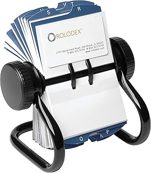 Amazon Com Rolodex Open Rotary Business Card File With 0 2 5 8 By 4 Inch Card Sleeve And 24 Guide 400 Card Cap Black Index Card Holder Round Office Products