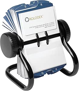 Rolodex Open Rotary Business Card File with 200 2-5/8 by 4 inch Card Sleeve and 24 Guide, 400-Card Cap, Black (67236)