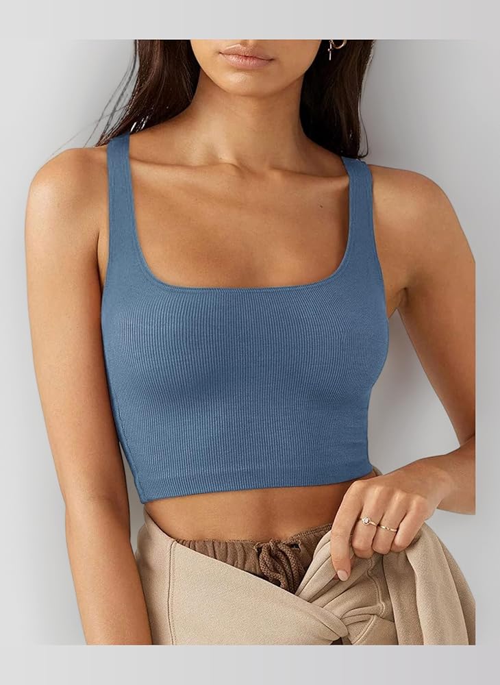 Canotta Donna Crop Top Sportiva - Scollo Quadrato, Morbida E Aderente - Foto 11