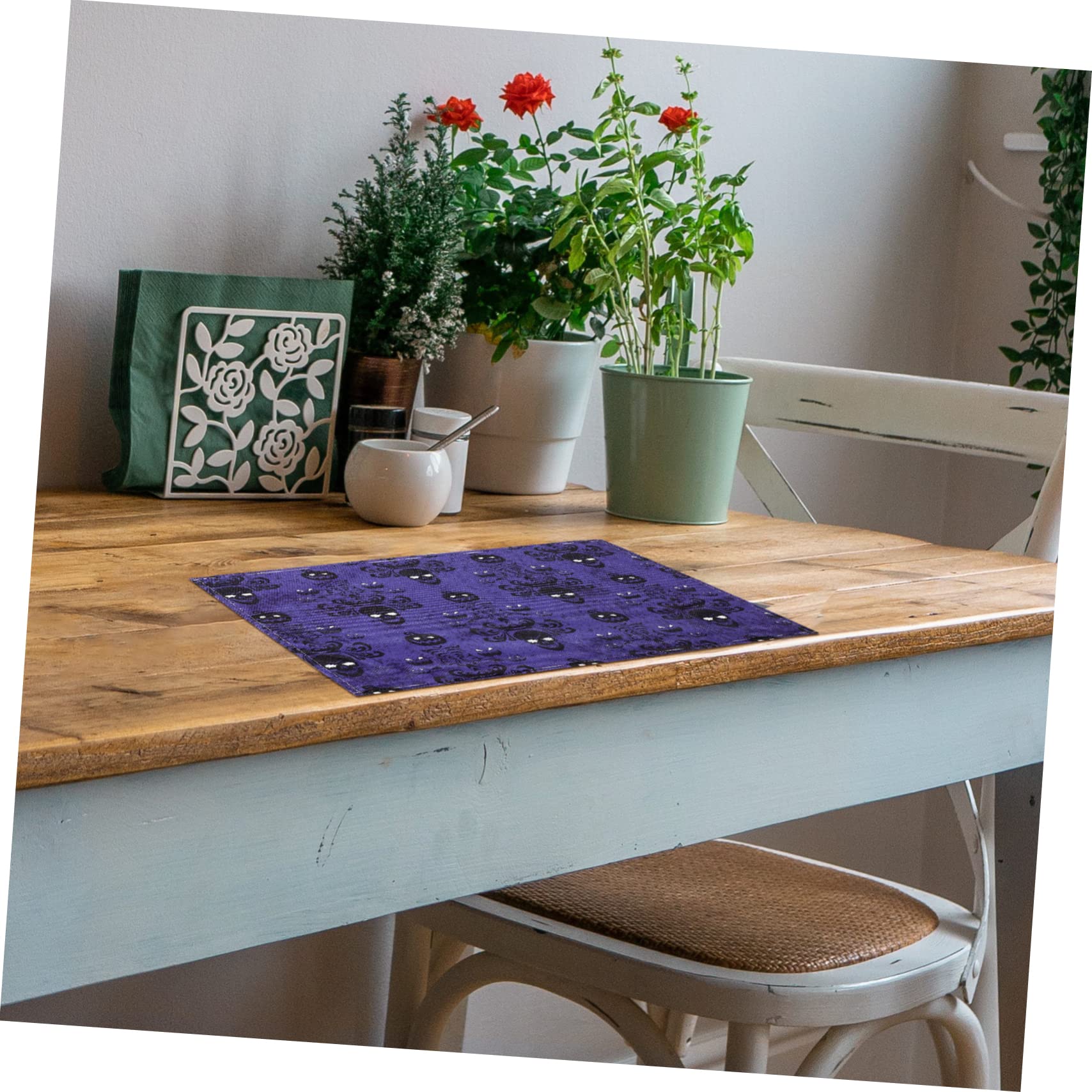Amosfun 16 Pz Tovaglietta Tovagliette Di Halloween Decorazione Della Tavola Da Pranzo Tampone Isolante Bandiere Da Tavolo Di Halloween Decorazioni Da Pranzo Lino Di Cotone Viola,porpora