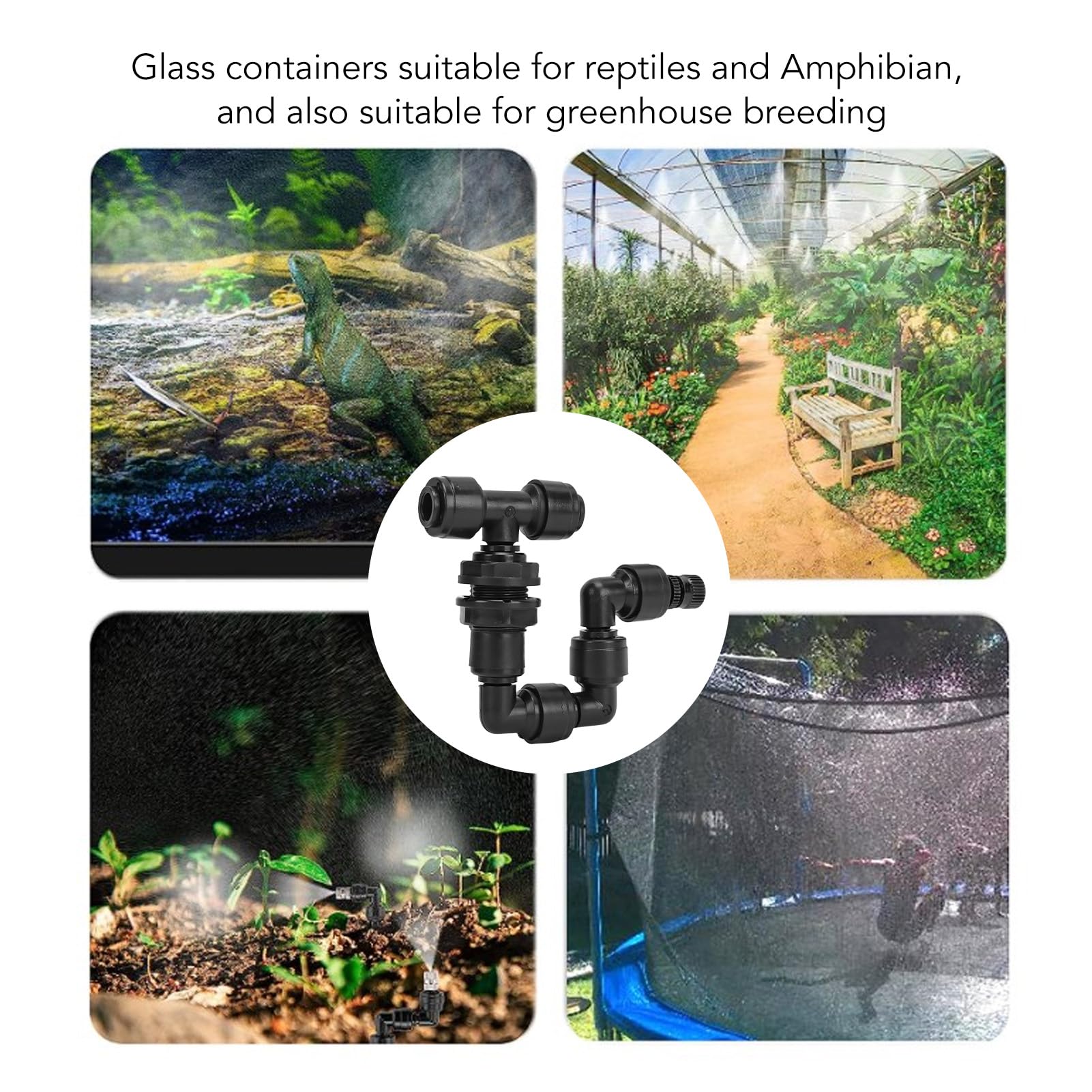 Reptiles Fogger Mist Sprinkler, 360 Degrees Rotating Terrarium Mister Misting Nozzles for Rainforest Tank Amphibians Plants