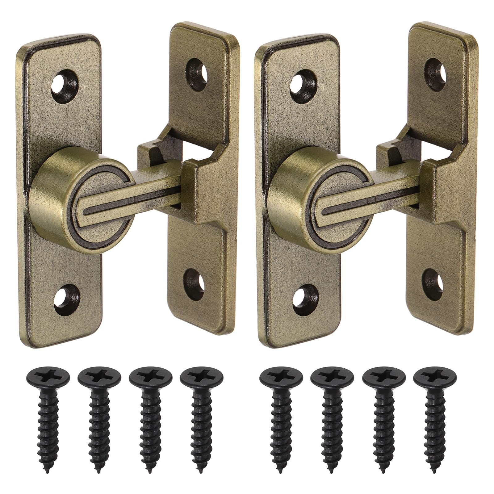 sourcing map 2Pcs Barn Door Lock, 90 Degree Flip Barn Door Lock for Single Hinged & Sliding Doors, Zinc Alloy Sliding Security Latch with Screws for Garden Bathroom Garage, Bronze