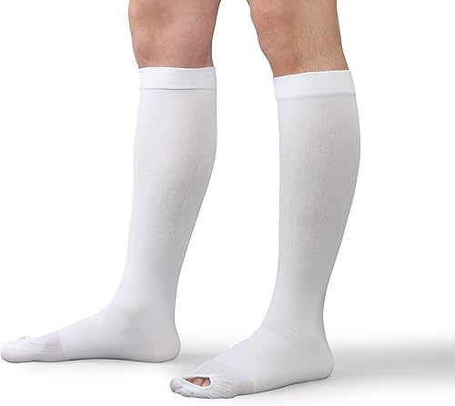Therafirm Anti-Embolism Open-Toe Knee High Stockings - 18mmHg Mild Compression Support Nylons, HSAFSA Eligible