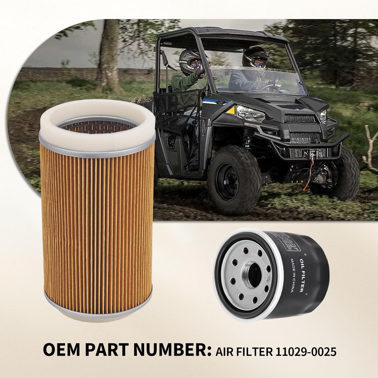 11029-0025 Air Filter& Oil Filter for Kawasaki Teryx 800 KRF 800 Camo 2014 2018/Teryx 800 KRF 800 2014 2018/Teryx 800 KRF 800 LE 2014 2018/Teryx4 800 KRT 800 Camo 2014 2018