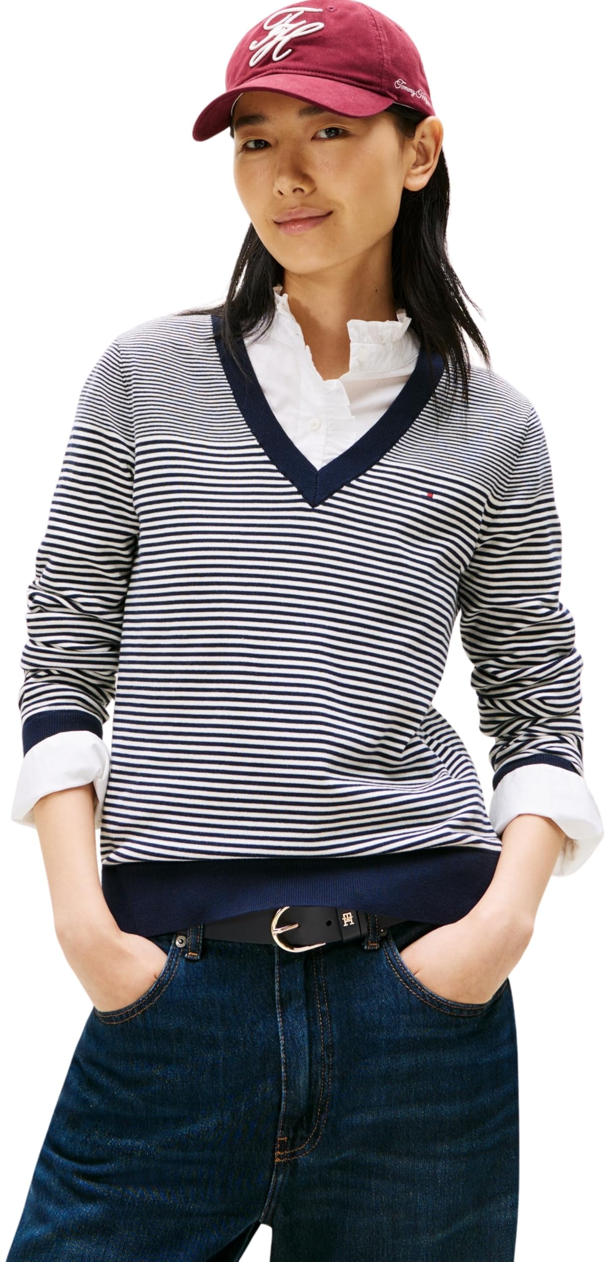 Tommy Hilfiger Sweter pullover Kobiety Co Jersey Fine Gg V-nk Ls Swt Ww0ww40098
