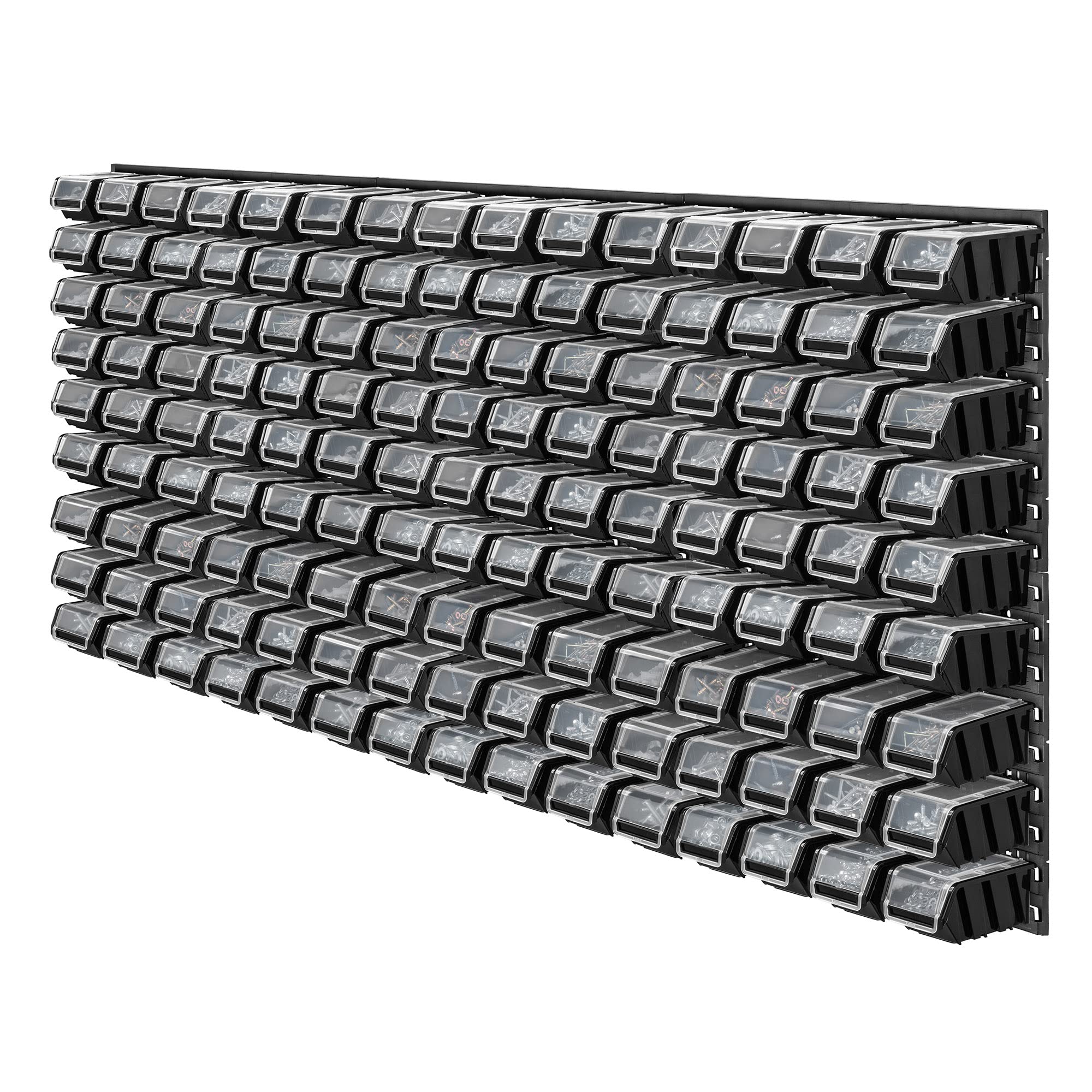 KADAX Werkzeugwandregal Groß, 174x78cm Lagersystem aus robustem Kunststoff, UV-Resistentes Modul-System, Erweiterbare Wandplatten, Werkstattregal für Garage (Schwarz, 135 TLG.)