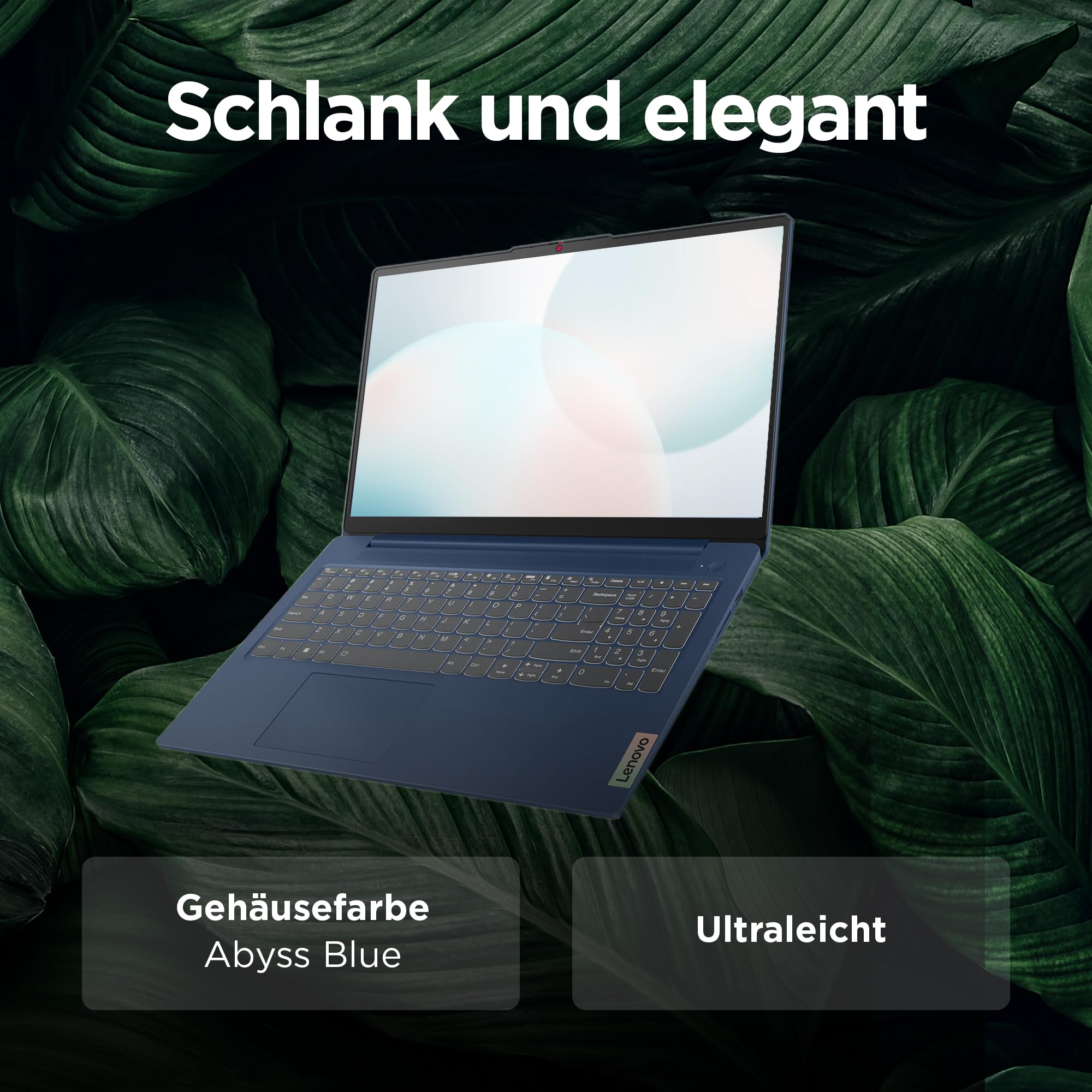 Lenovo IdeaPad Slim 3 Laptop | 15.6" FHD Display | AMD Ryzen 3 7330U | 512GB SSD | 8 GB RAM | AMD Radeon Grafik | QWERTZ | Windows 11 | Abyss Blue | 3 Monate Premium Care