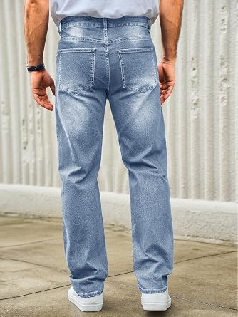 Runcati Jeans Men's Regular Fit Jeans Leisure Stretch Denim Trousers Men Casual Basic Trousers