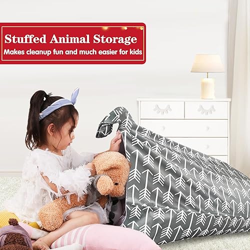 Miniatura 94 de Jorbest Almacenamiento de animales de peluche, almacenamiento de puf de peluche de fútbol, funda para silla de puf de fútbol para niños, asiento de