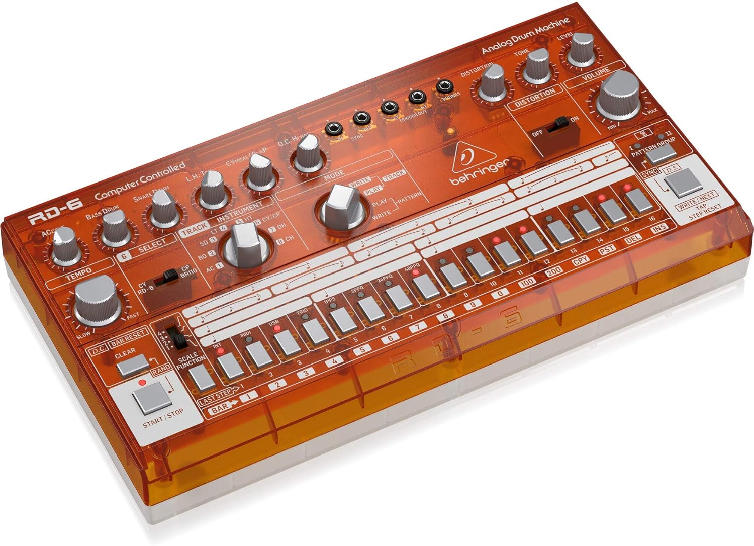 Behringer RD-6-TG Analog Drum Machine - Orange Translucent