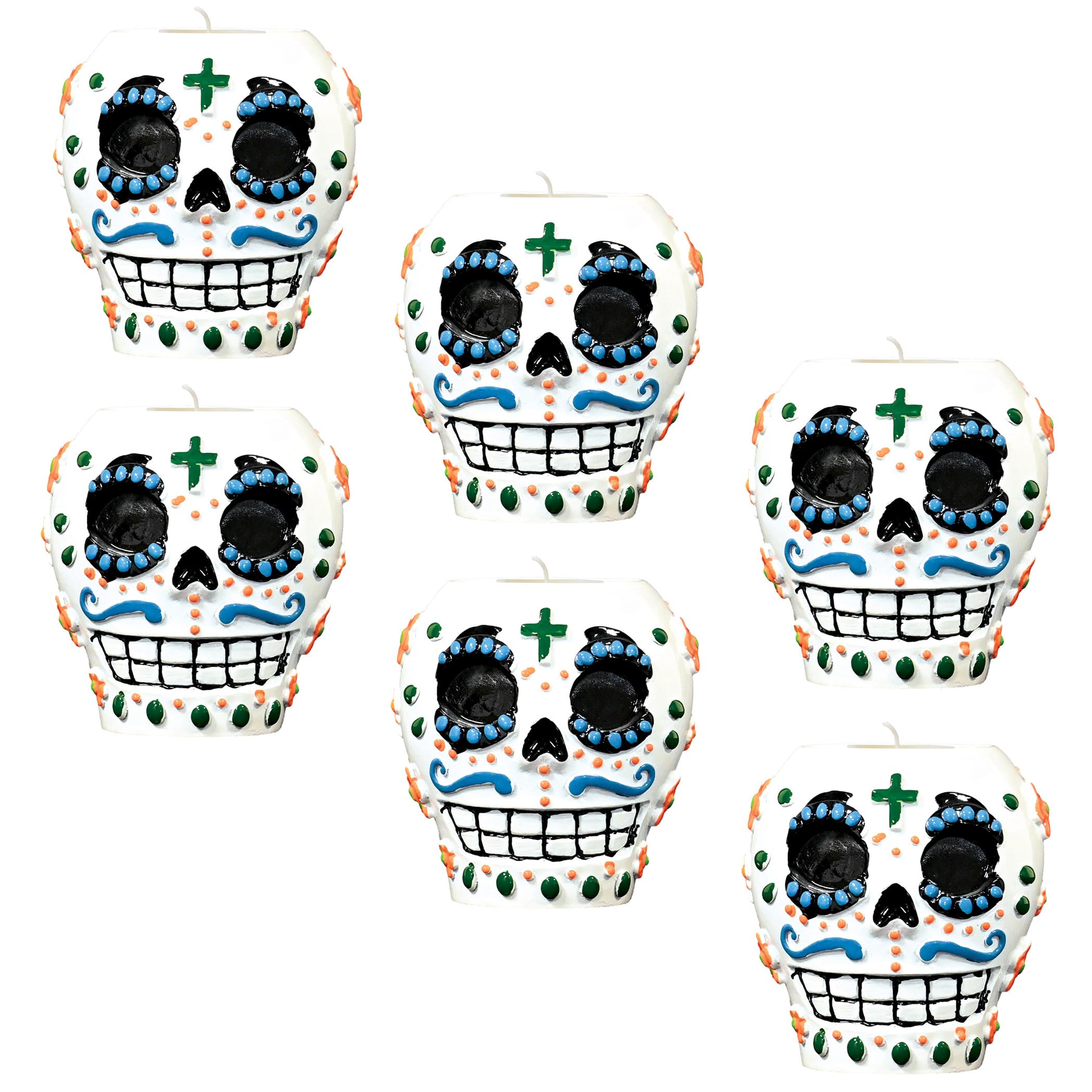 Beistle 6 Piece Day of The Dead Male Tea Light Holder, White