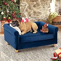 Vista 10 de dCee Sofá cama de lujo para perros, sofá de cuero de lujo de 42 pulgadas para perros grandes, cojín de terciopelo lavable, marco de madera