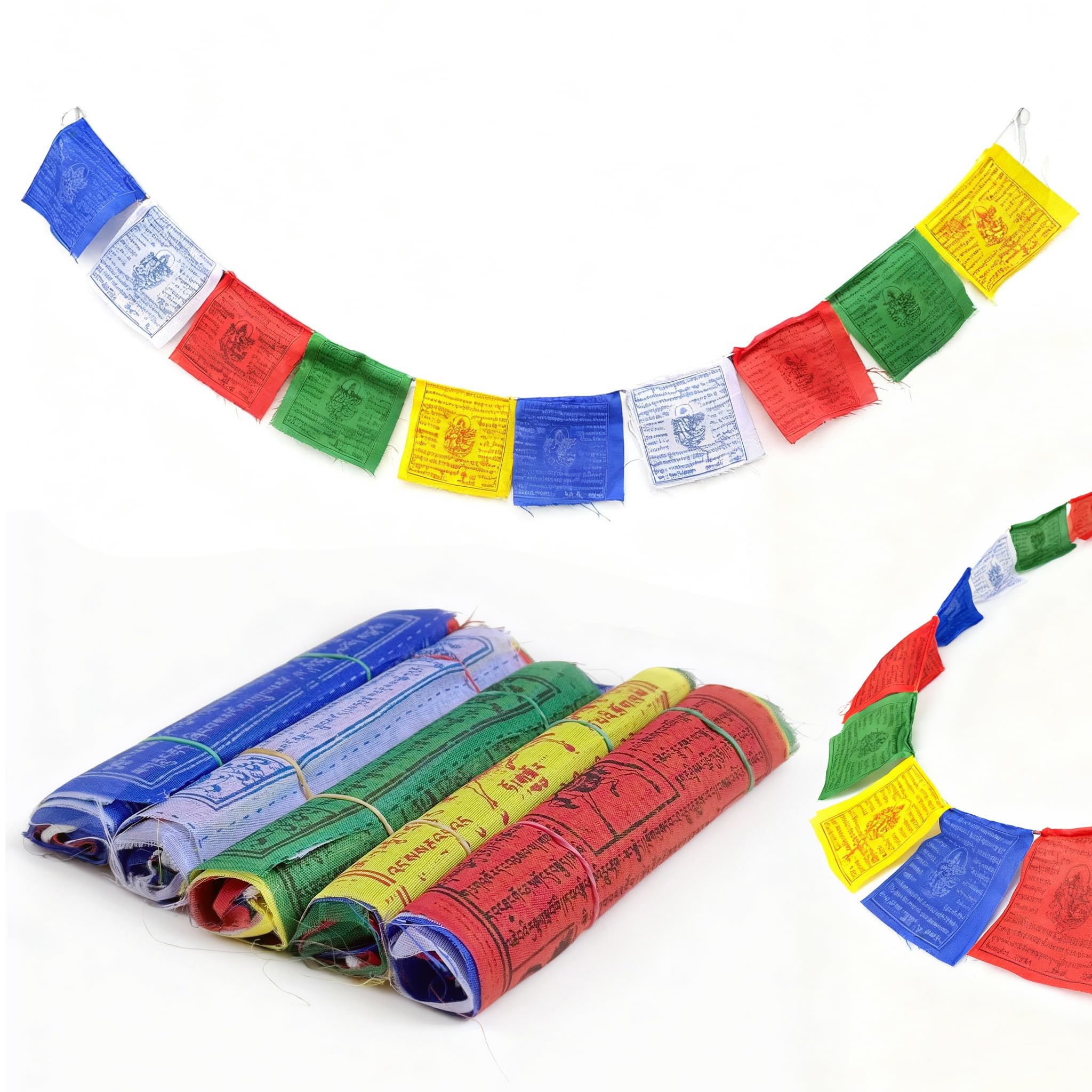 Traditional Tibetan Prayer Flags, Wind Horse Design, Buddhist Prayer Flags, 5 Rolls (Large)