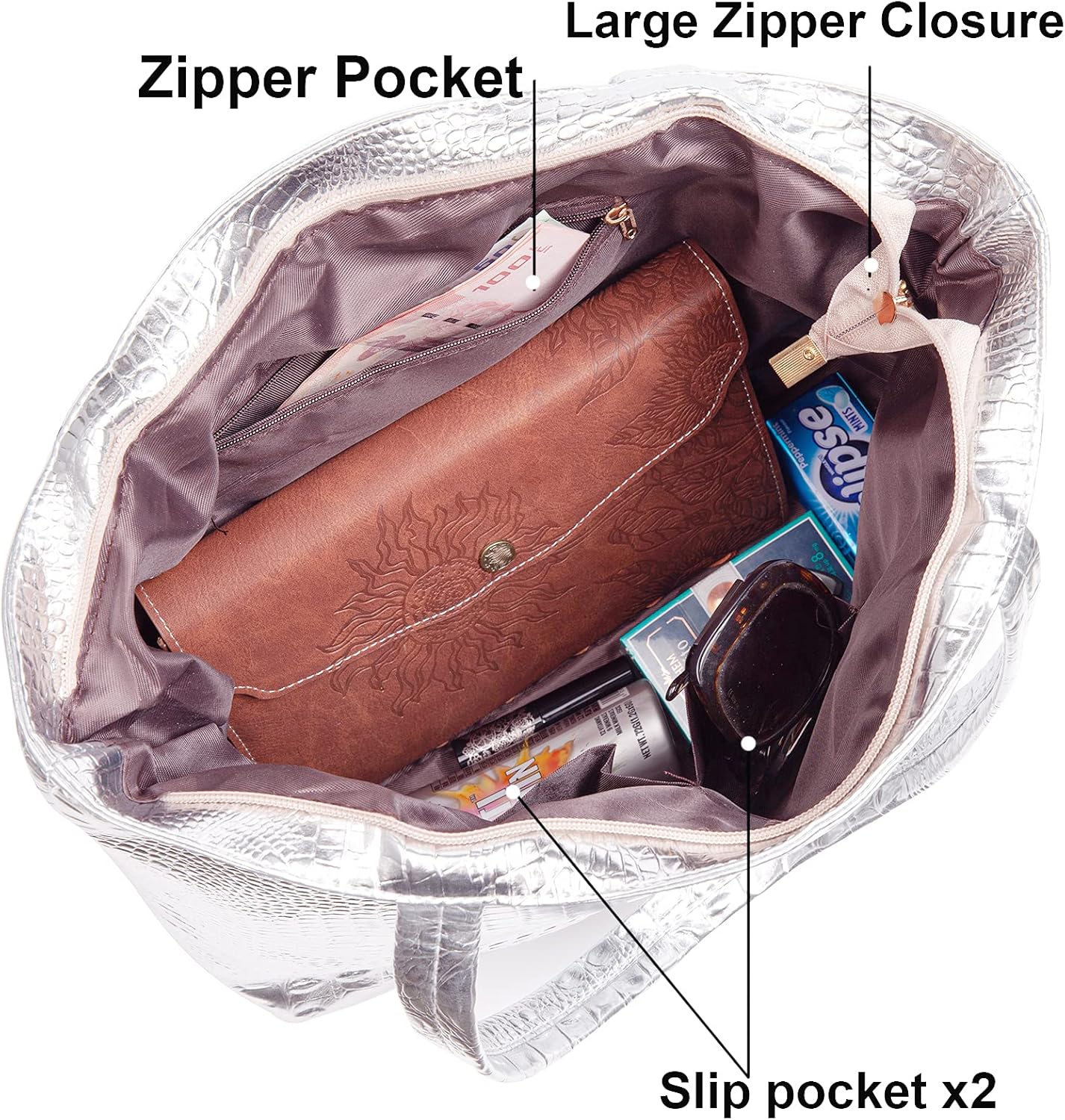 SUMGOGO Purse and Handbag for Women Crocodile Satchel Large Shoulder Tote Bag Wallets - Image 5