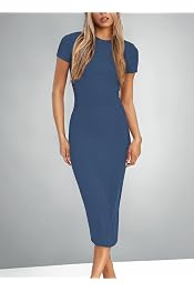 Amazon.co.uk: Women's Short Sleeve Midi Summer Dresses