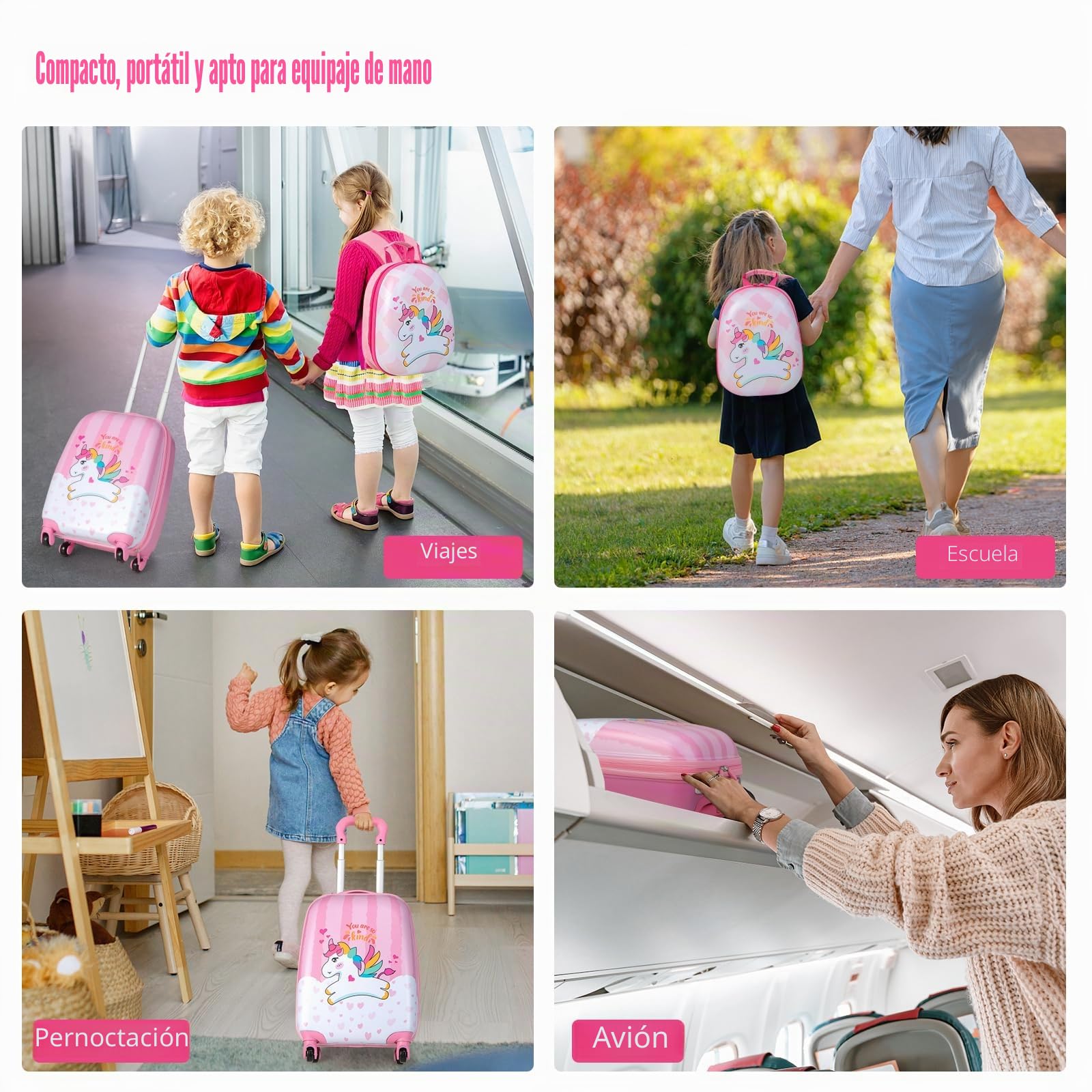 GOPLUS 2 TLG. Maleta Infantil con Mochila para niños, maletín de Viaje para niños Trolly Equipaje