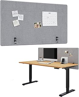 Ergotopia Akustik Trennwand Schreibtisch (140 x 80 x 2,8 cm), Verstellbarer Sichtschutz für Büro | Fokus Tischtrennwand in grau, Schallschutz Raumtrenner mit Klemmen, Schreibtisch Akustikwand