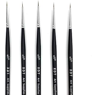 XDT#725 Micro Detail Artist Pin Point Painting Brush Set of 5 Piece #00000 Brushes Set, Acrylic Watercolor Oil, Fine Detailing Painting, Art, Scale Models, Easy Grip Handles.