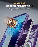 Vista 543 de Miracase Funda magnética para iPhone 14 de 6.1 pulgadas, protector de pantalla de vidrio templado integrado + protector de lente, compatible