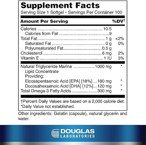 Miniatura 2 de Douglas Laboratories DEPA  Ácidos grasos omega-3 de triglicéridos marinos  100 cápsulas blandas