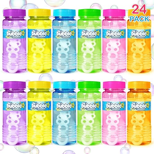 Miniatura 8 de Springflower 24 botellas de burbujas con varita, recuerdos de fiesta de burbujas para niños, juguetes de verano, juguete novedoso de solución de