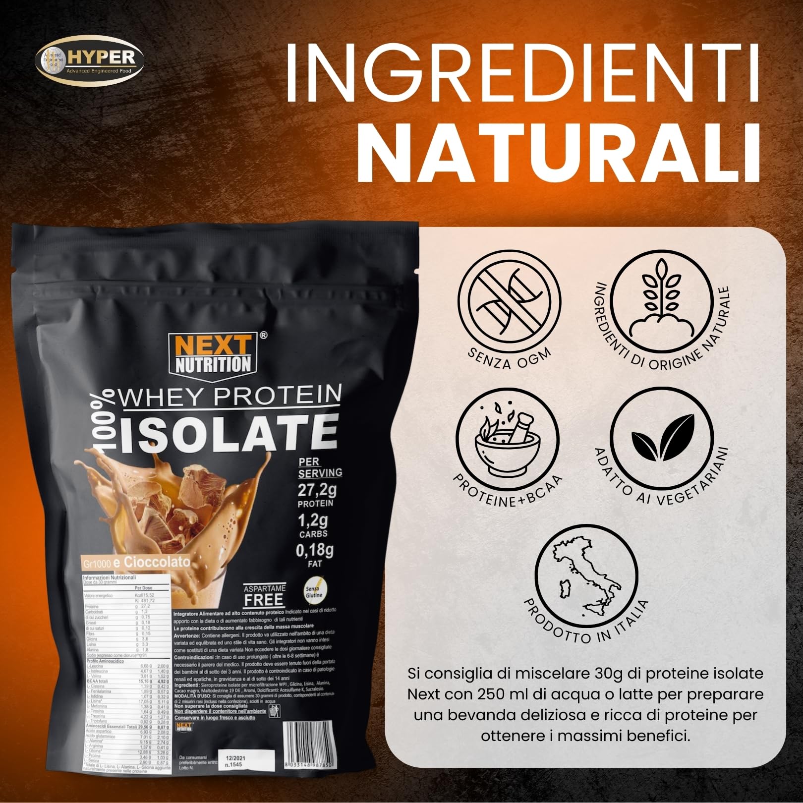 Next Proteine in Polvere Isolate Whey - 4kg Cacao - Integratori Palestra per il Recupero e l'Aumento di Massa Muscolare - 100% Proteine Isolate - Proteine Whey Isolate Prodotte in Italia