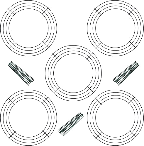 Paquete de 5 marcos de corona de alambre (10 pulgadas) con 25 lazos giratorios, forma de corona de metal redonda para manualidades y decoraciones