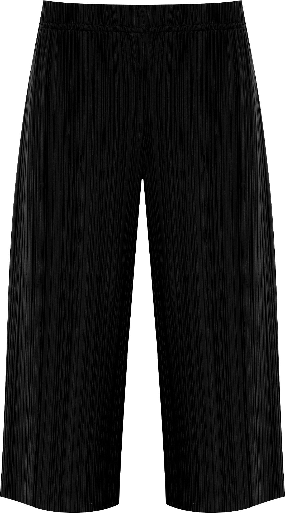 WearAll Women's Plus Pleated Elasticated Culottes Ladies Stretch Baggy Fit Shorts Pants - Black - 24-26