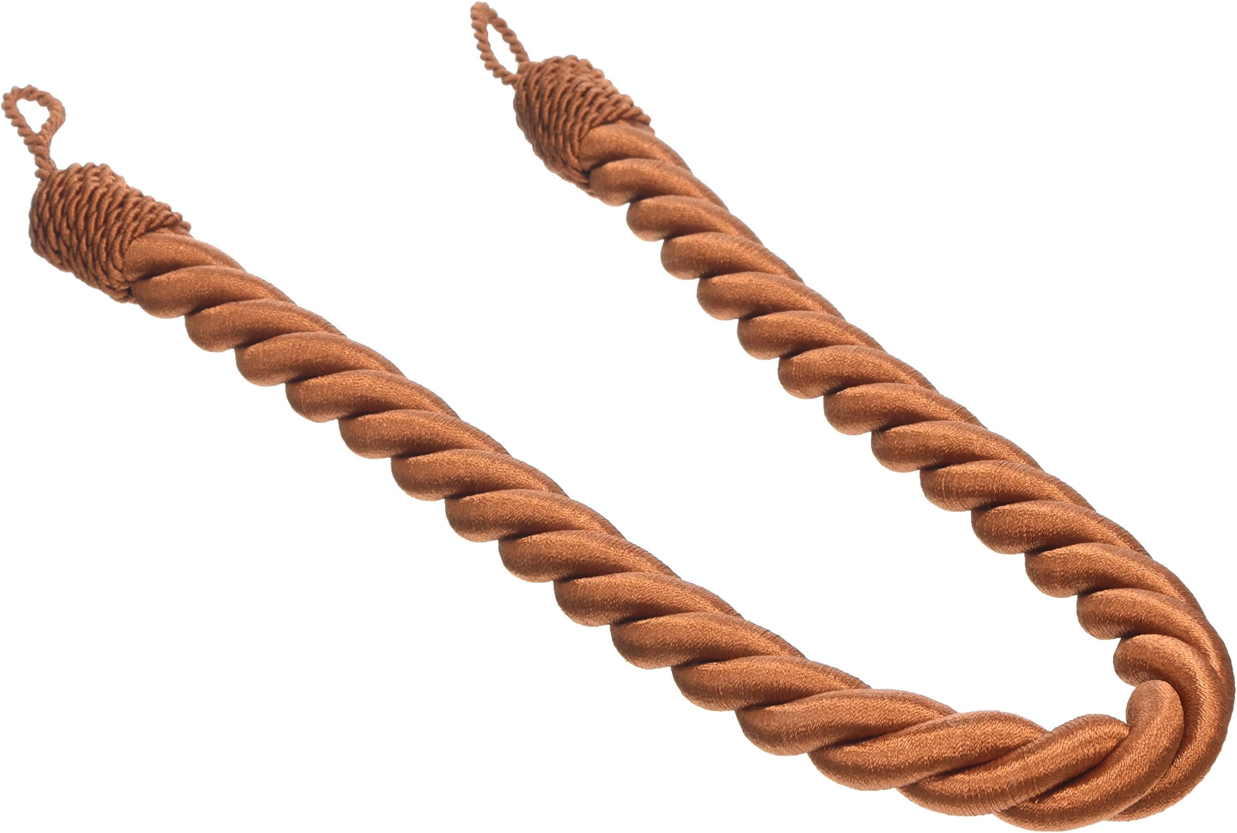 Jones Interiors Reef Twisted Rope Tieback, Polyester, Orange, 40x7x3 cm