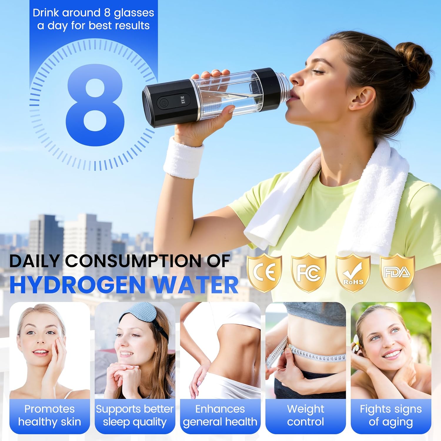 Hydrogen Water Bottle 10,000+PPB - PPB Molecular Hydrogen Infusion - SPE/PEM Technology (Black) - Image 4