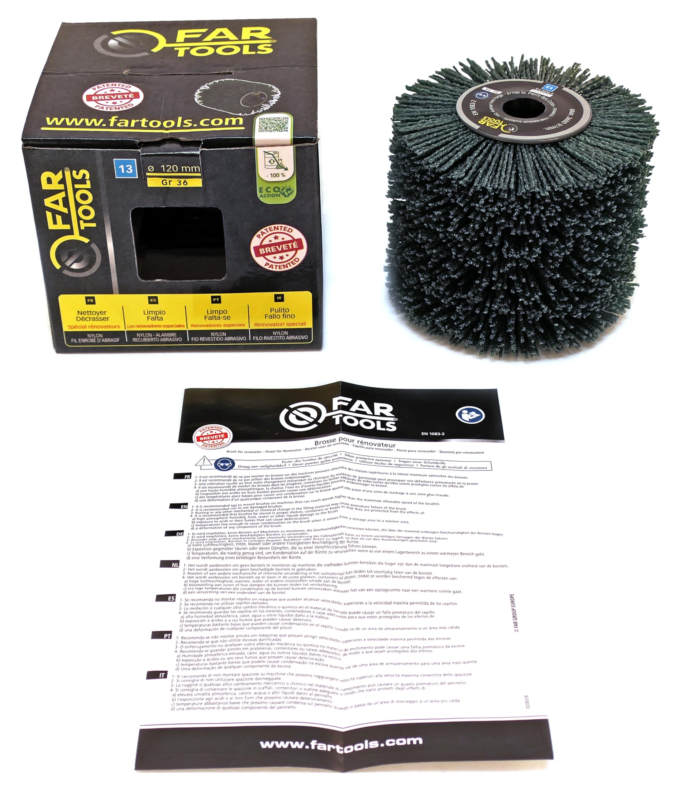 Fartools Brosse abrasive nylon grain36 Ø120mm/L100mm