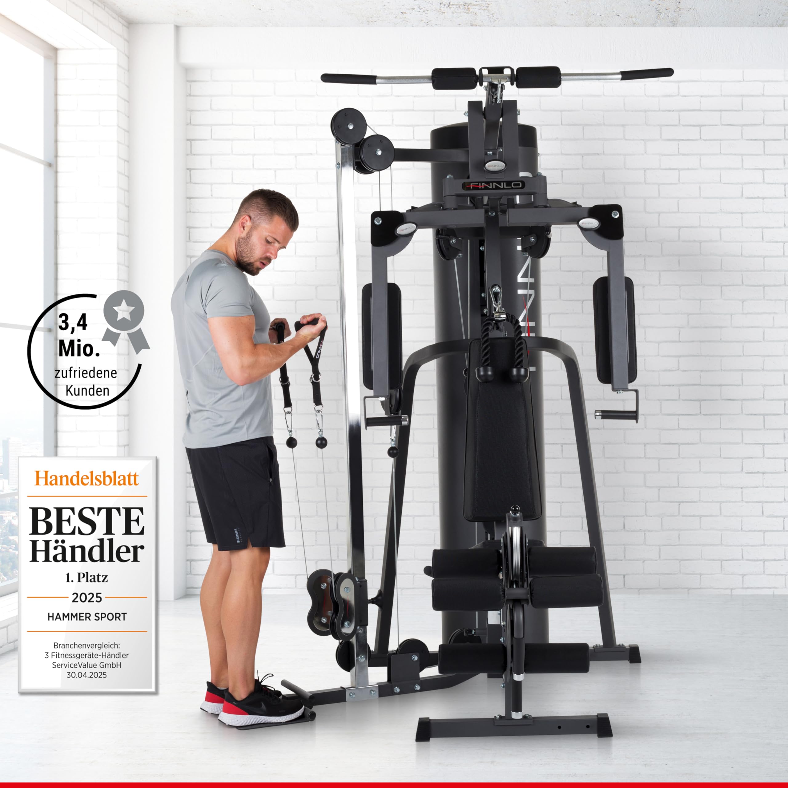 HAMMER Finnlo Kraftstation Autark 2200, Multigym, inkl. Zubehör, Fitnessstation für Zuhause, über 30 Übungen Trainingsstation Kraftstation für Zuhause