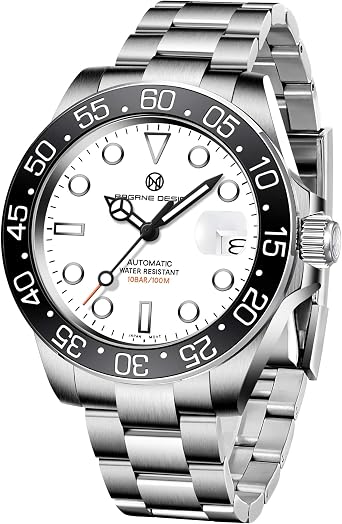 PAGRNE DESIGN NH35 Movimento Orologio Automatico Uomo Elegante Meccanico  Casual Con Cinturino In Acciaio Inossidabile Con Calendario In Vetro  Zaffiro : Amazon.it: Orologi