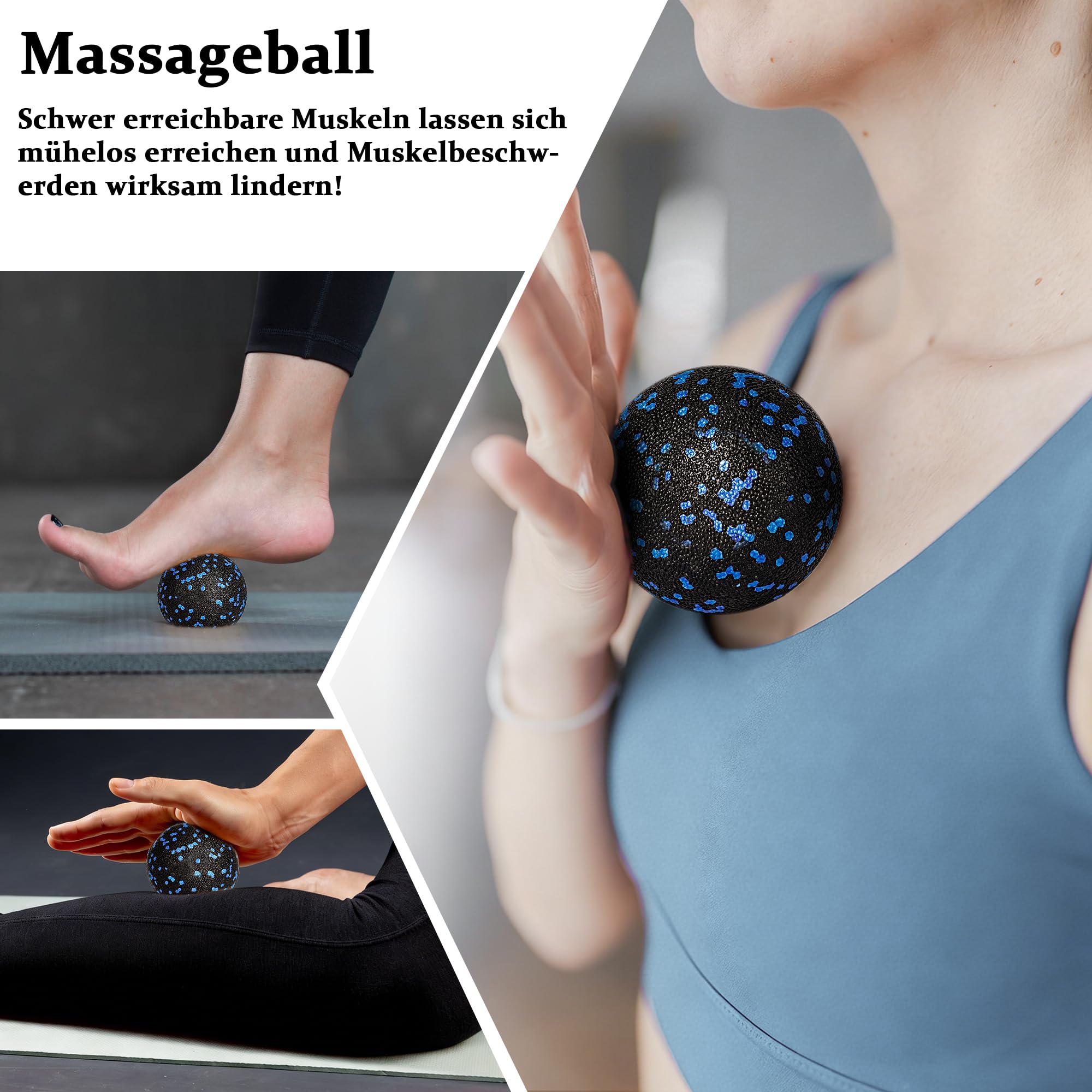 Faszienrolle Set Foam Roller Faszien Set mit Großer und Mini Faszienrolle Klein Faszienball und Duoball für Intensive Massage Faszien Training von Muskeln