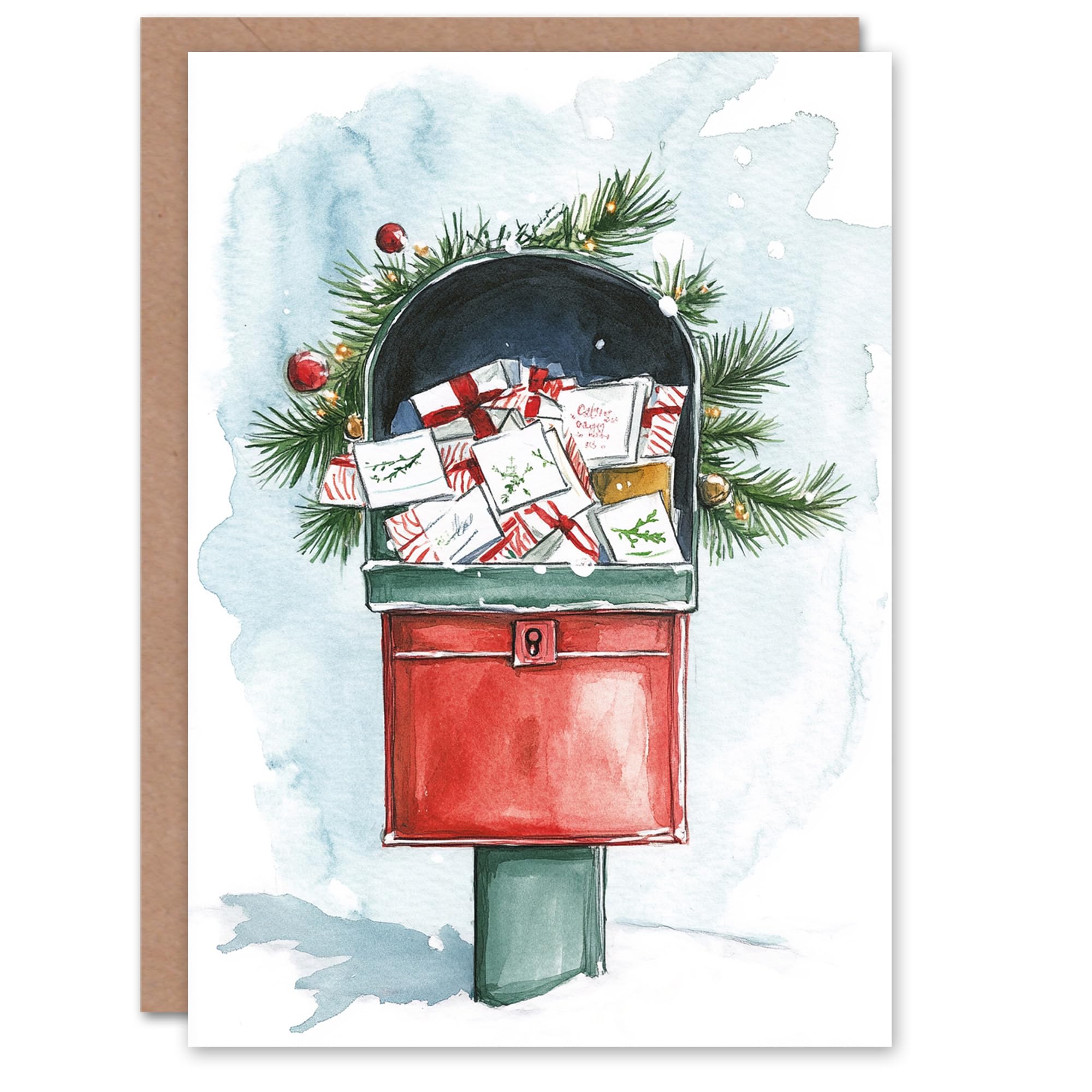 Wee Blue Coo Decorated Letterbox Full Of Gifts Festive Fun Xmas Art Blank For All Christmas Card