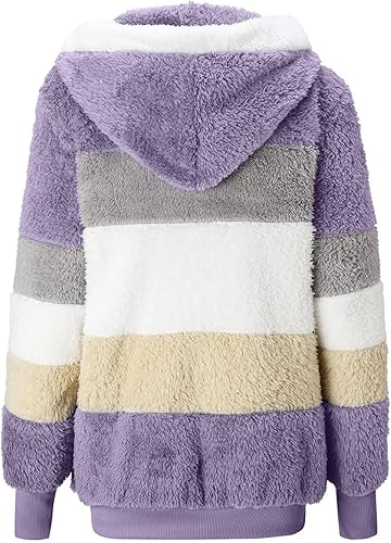 Miniatura 3 de Chaqueta Sherpa para mujer, casual, forro polar, abrigo largo de invierno, con botones, cárdigan Dwon, talla grande, abrigos con bolsillos