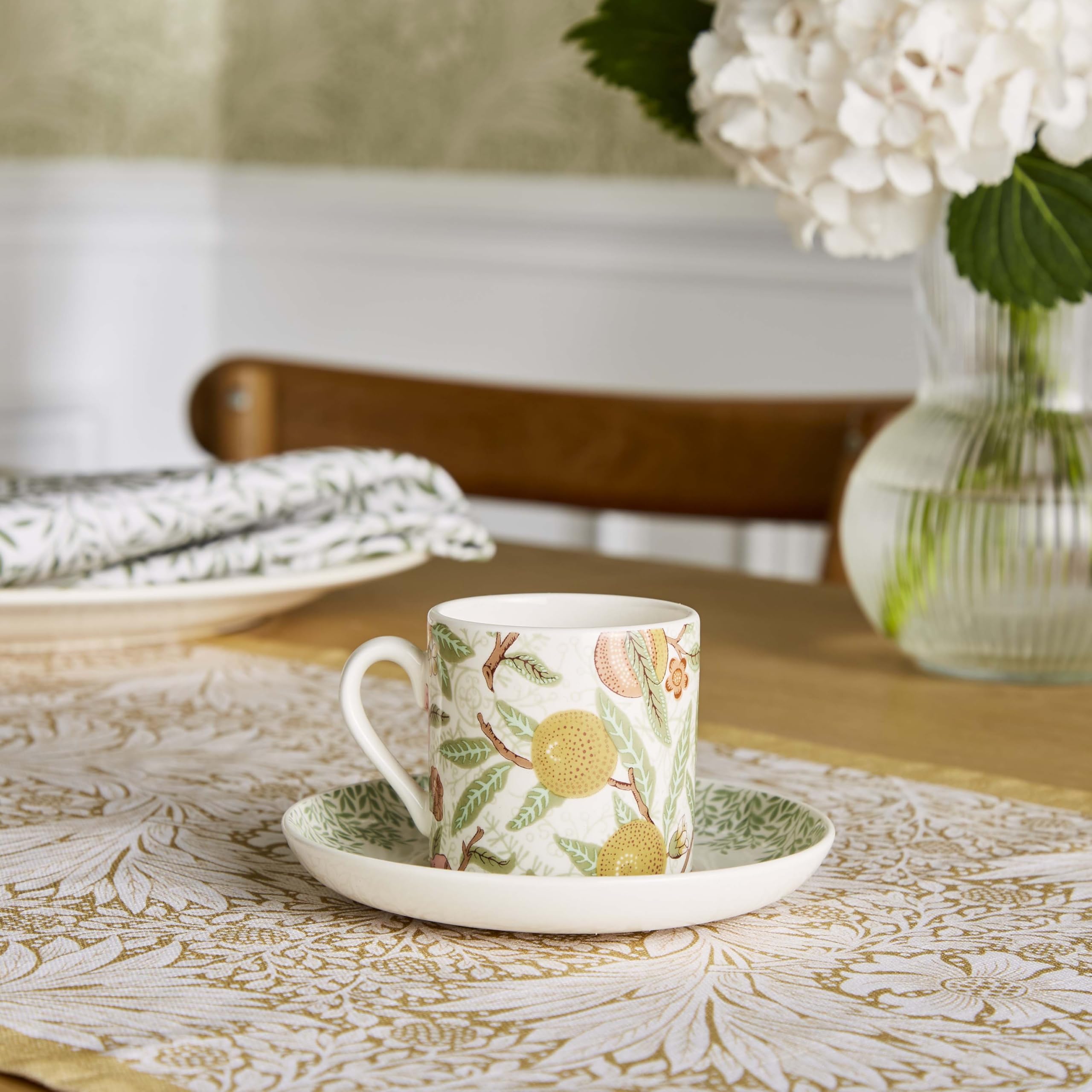 Spode Portmeirion Morris & Co - Set di 4 tazzine da caffè con piattino