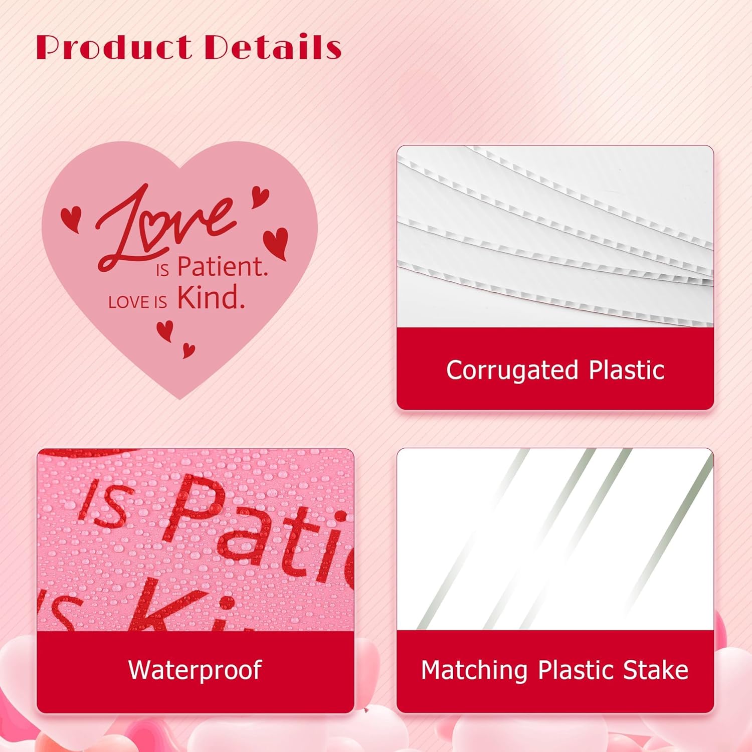 LOVE Yard Signs Outdoor Decorations 8 PCS Valentines Yard Signs with Stakes Heart Shaped & LOVE Letter Lawn Decor for Valentine’s Party Anniversary Wedding Garden