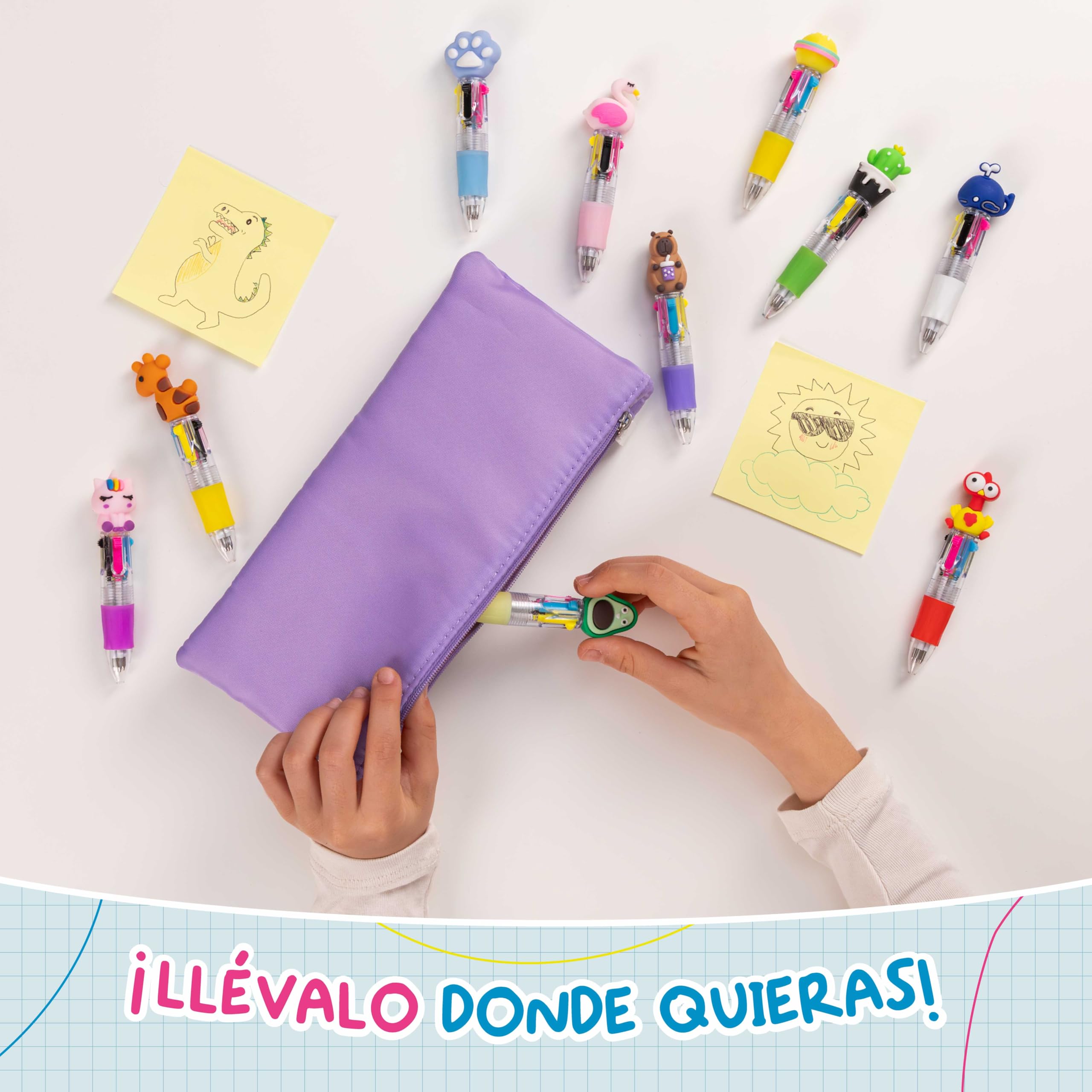 BONNYCO Boligrafo Multicolor 4 Colores con Figuras Divertidas, Pack 30 Regalos Cumpleaños Niños Colegio