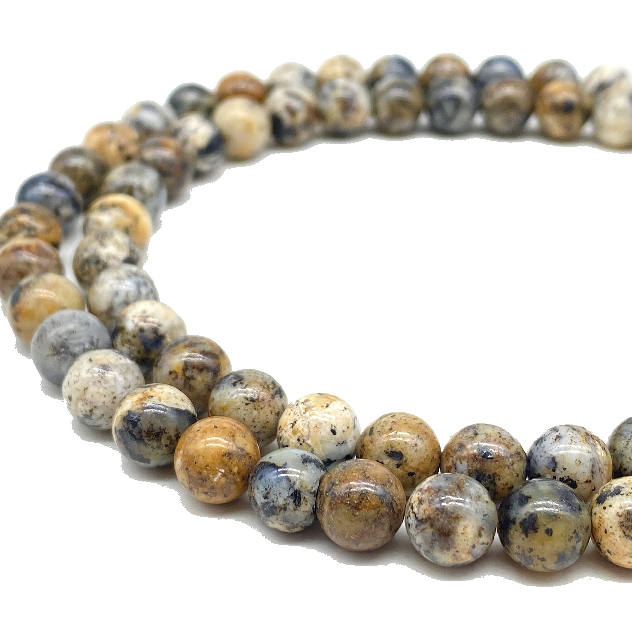 [ABCgems] Australian Black Dendritic Moss Opal AKA Merlinite 8mm Smooth Round Beads for Beading & Jewelry Making