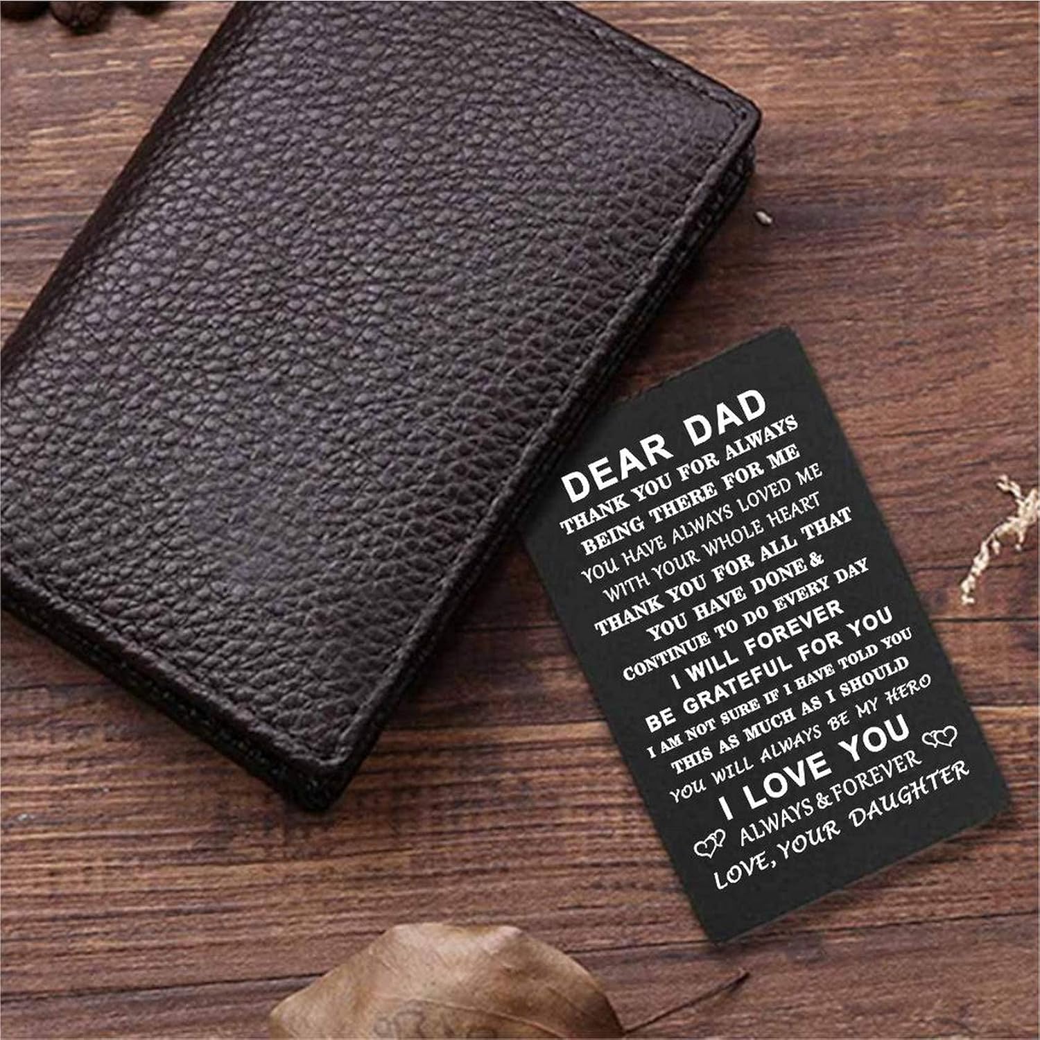 TGCNQ Dad Gifts, Christmas Card for Dad from Daughter, Engraved Metal Wallet Card for Birthday Fathers Day - Image 3