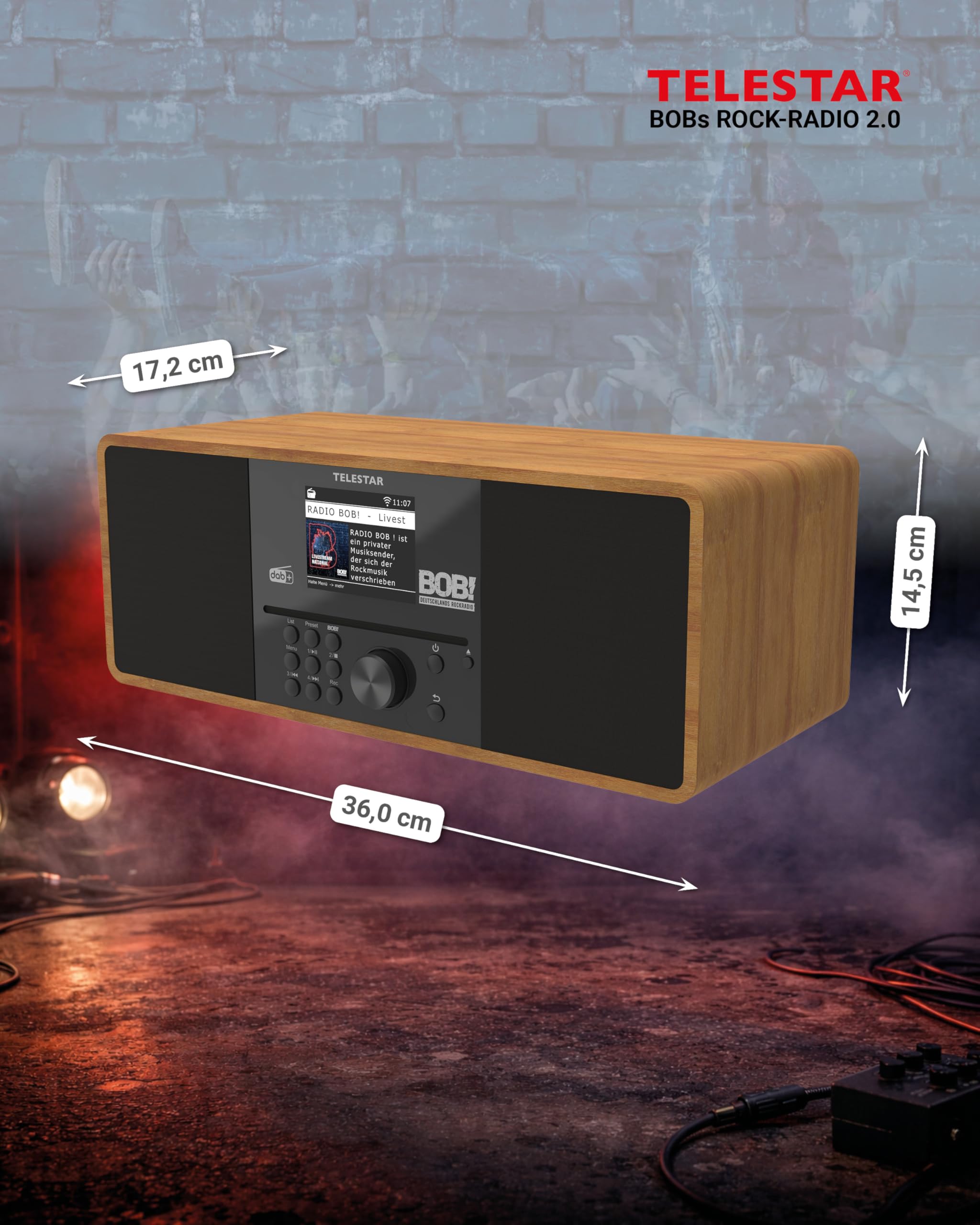 TELESTAR Bobs Rock Radio 2.0 - Dab+/Radio Internet avec Lecteur CD (Radio BOB! Émetteur préinstallé, stéréo, 2 × 15 W, Services de Streaming, Streaming Audio Bluetooth et Fonction d'émission, USB