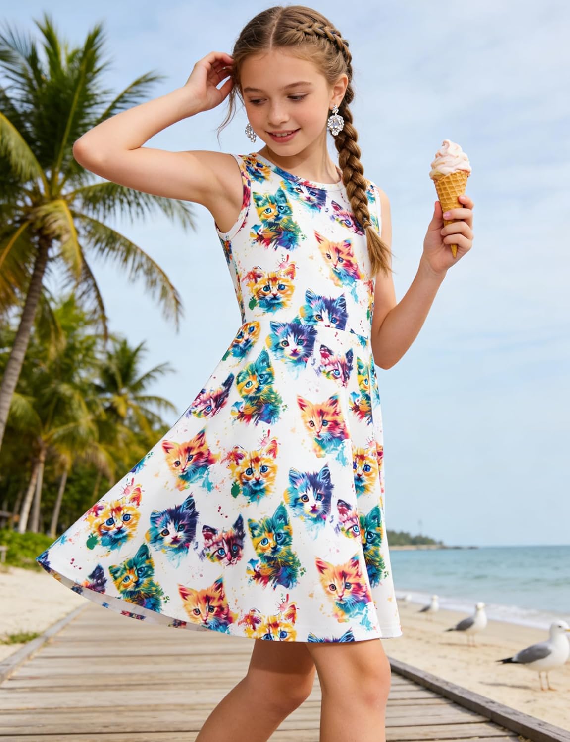 BFUSTYLE Girls Dress Sleeveless Casual Floral Sundress for Girl 4-15 Years - Image 5