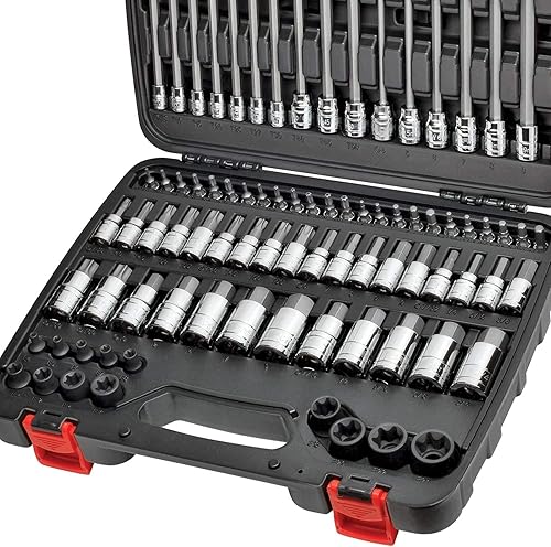 Miniatura 7 de CARBYNE Juego de 84 piezas de llaves hexagonales y torx maestras y juego de dados Torx externos | Brocas de acero S2, enchufes de acero CrV,