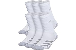 adidas Kids-Boy's 12-14 yrs. Crew White Cushioned Socks, 6-Pairs