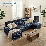Mjkone U Shaped Sofa, Living Room U-Shaped Couch with Chaise, 280CM Modular Linen Oversized 4-Seat Sofa Set, Sectional Couches for Living Room, Apartment, Small Space, Dark Grey