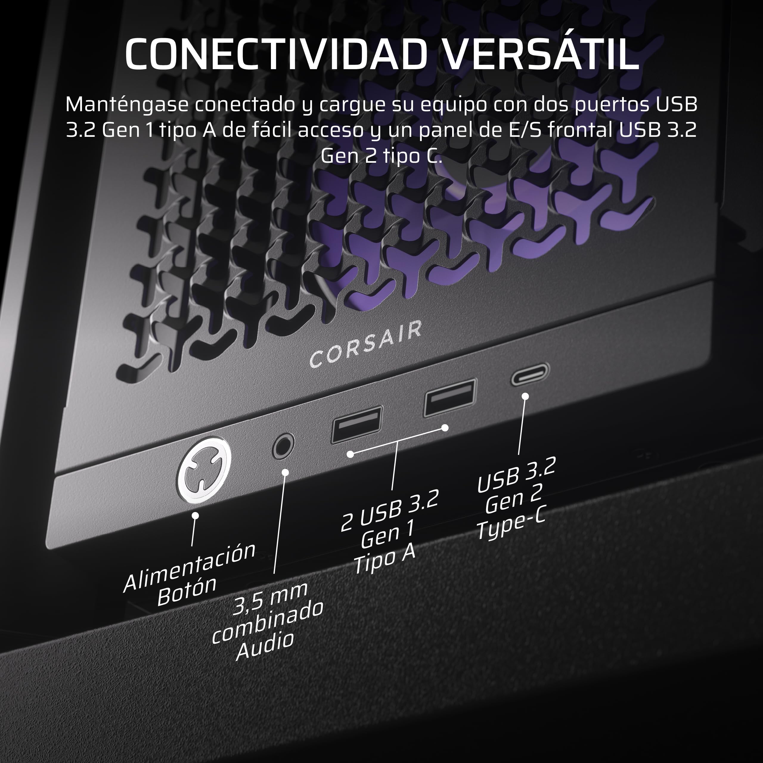 CORSAIR Frame 4000D RS ARGB Caja Modular ATX Mid–Tower para PC – Alto Flujo de Aire, 3 Ventiladores RS ARGB preinstalados, ASUS BTF, MSI Project Zero, Gigabyte Project Stealth – Negro